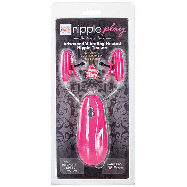 vibrating heated nipple teasers Nipple Play Vibrating WARMING Nipple Clamps Nipple Teasers HEATED +  ADJUSTABLE main image 1